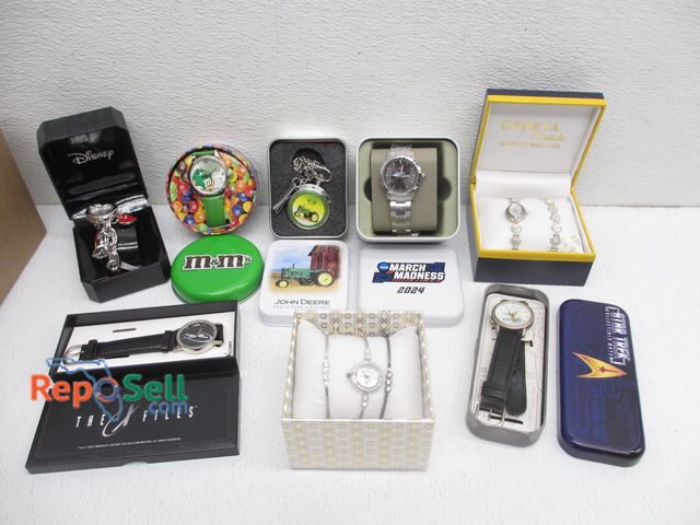 Lot 31-7593 - New Watches in Cases/Boxes: Fossil March Madness, Disney, John Deere w/COA, etc.