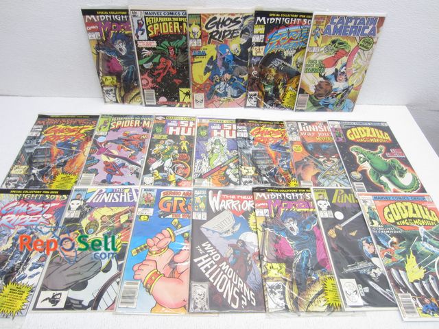 Lot 31-3303 - (20) Vintage Marvel Comics: Godzilla, Spider-Man, Groo, Punisher, etc. - All Bagged, (12) w/Boards