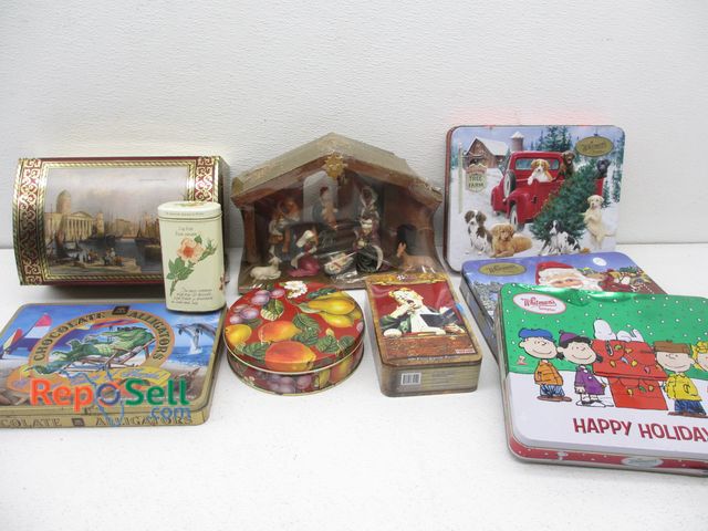 Lot 31-9135 - Christmas Nativity Set and Metal Tins