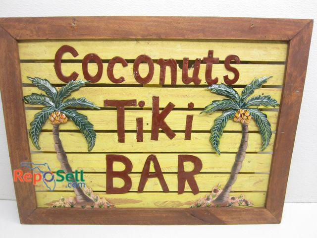 Lot 31-9143 - Tiki Bar Wood Sign 29x21"
