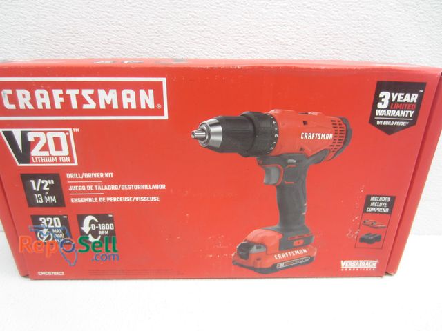 Lot 31-7219 - New Craftsman 20V 1/2" Drill/Driver With (2) Batteries And Charger #CMCD701C2