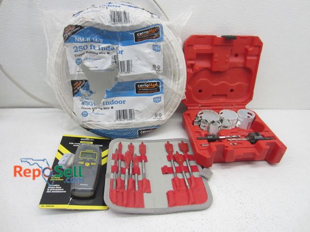 Lot 31-9249 - 14/2 Indoor Wire, Milwaukee Hole Saw Kit, Bits, Meter