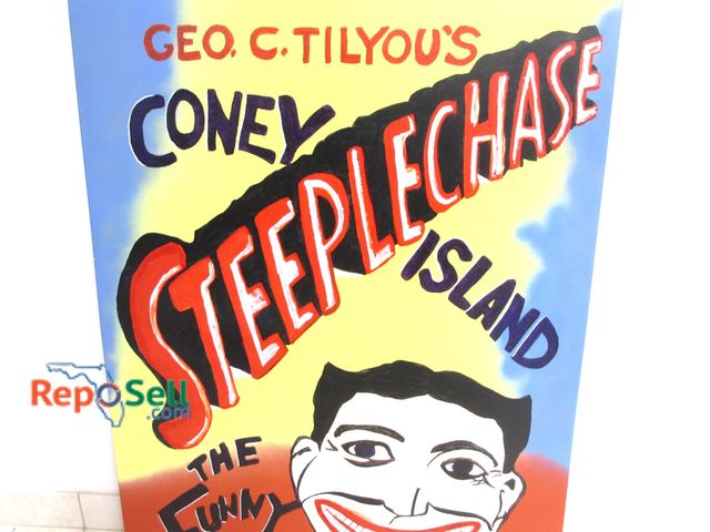Lot 31-1126 - Vintage Geo C. Tilyou's Steeplechase Island; Coney Island Wall Art by Picosmu 36" x 48"