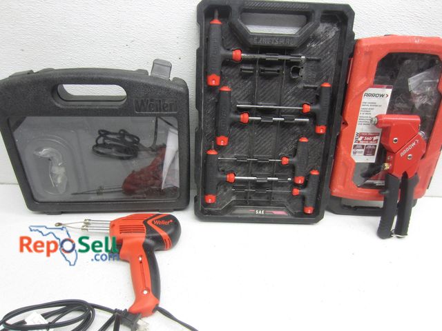 Lot 31-4058 - Weller Soldering Gun (Powers On/Heats), One Hand Swivel Riveter Tool, Craftsman T-Handle Hex Wrenche...