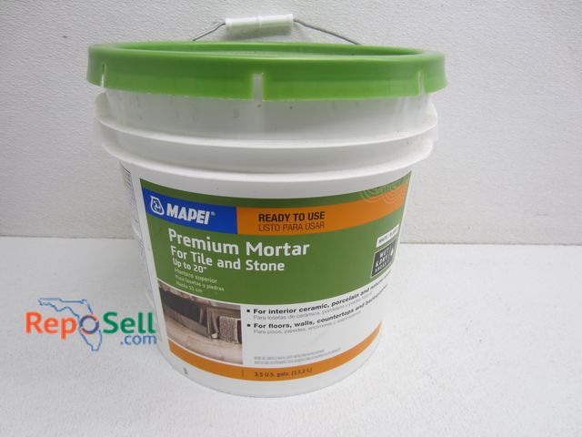Lot 31-2334 - White Premium Mortar for Tile 3.5 gal Pail - Appears Full