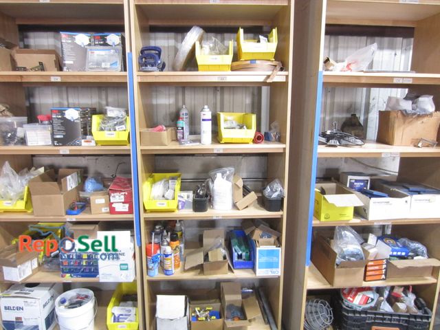 Lot 31-8028 - Contents of Vertical Shelves (Labeled A): Shut Off Valves, Hardware, Brackets, Sprays, etc.