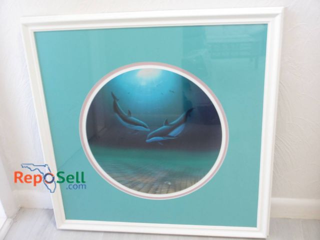 Lot 31-8521 - Wyland Limited Edition Framed Print Dolphin Dance 153/750 With COA 32x32 Inch