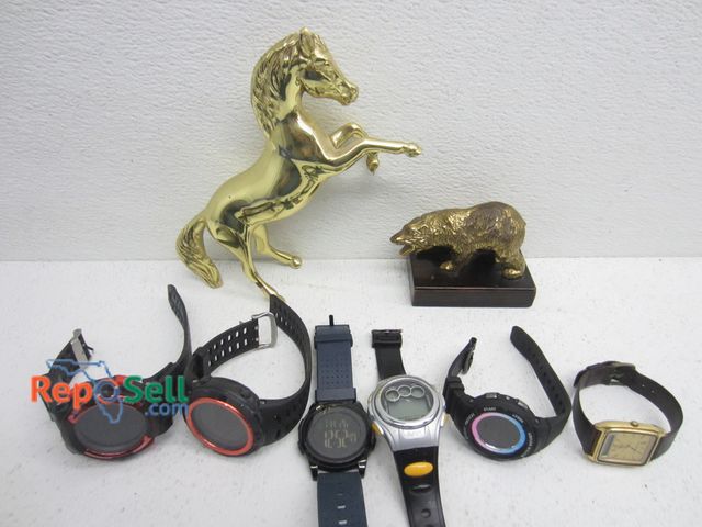 Lot 31-6484 - Brass Horse And Bear With Some Watches