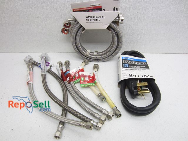 Lot 31-7430 - Various Lines &amp; Connectors: Dryer Cord, Washer Supply Lines, Faucet/Toilet Connectors, etc.