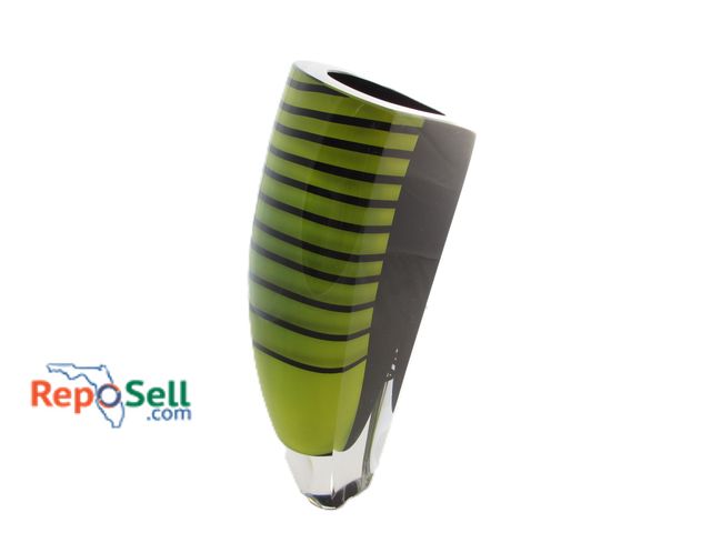 Lot 31-1113 - Green/ Black Glass Vase From Sweden By Christian van Sydow #2355489002, 17" H with Certificate