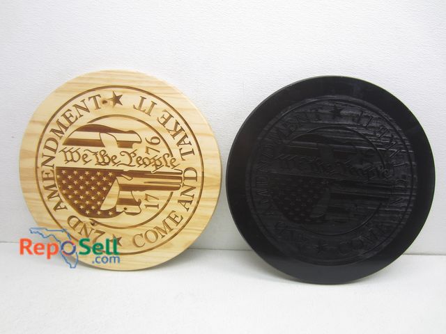 Lot 31-8139 - (2) 2nd Amendment Wood Laser Cut/Engraved Signs, 17.5"