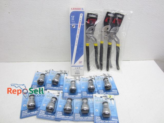 Lot 31-4110 - (3) New 10" Channel Locks, (50) New 12" Hack Saw Blades, (10) New Kitchen Aerator H2O Water/Energy S...