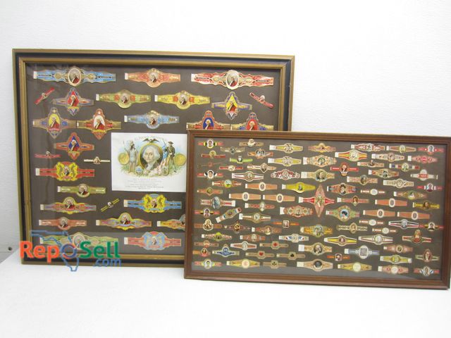Lot 31-8197 - (2) Framed Cigar Band Displays: 1 - 27x15", 1- 28.5x22.5", 1 - All Washington, 1 - Mixed Bands