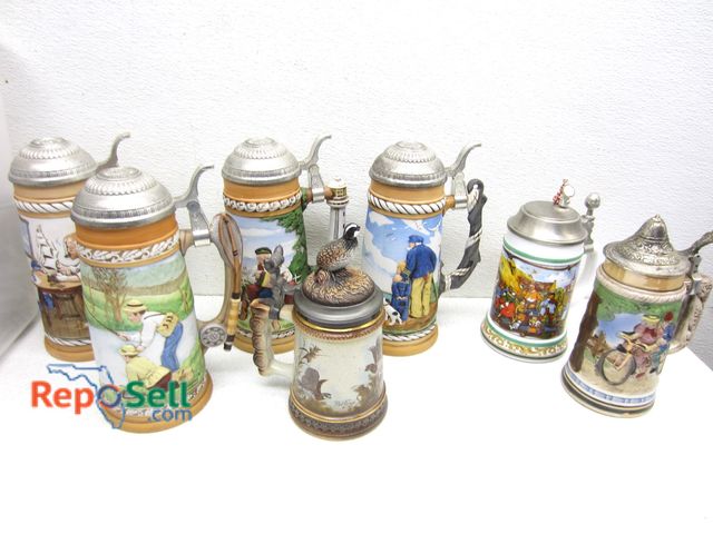 Lot 31-3472 - (14) Collectible Beer Steins: (5) are Norman Rockwell with COA's