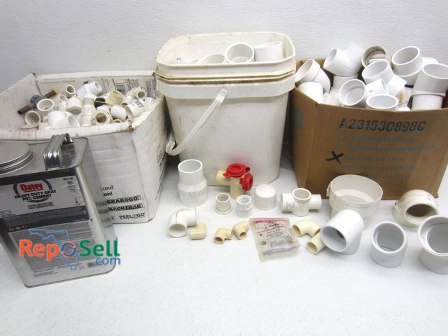 Lot 31-8545 - Lot Of Plumbing Acces (Assorted Styles And Sizes) And (1) Can Heavy Duty Gray PVC Cement