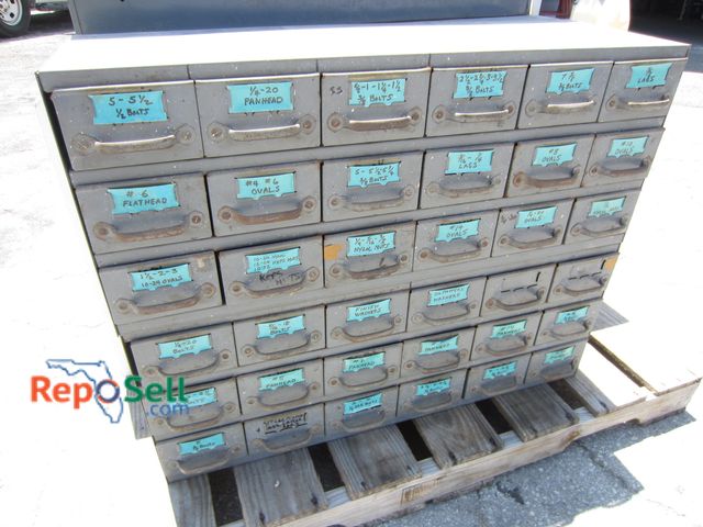 Lot 31-5206 - Metal Organizer Cabinet (2 Pieces) with Contents - 34"W x 27"H x 12D
