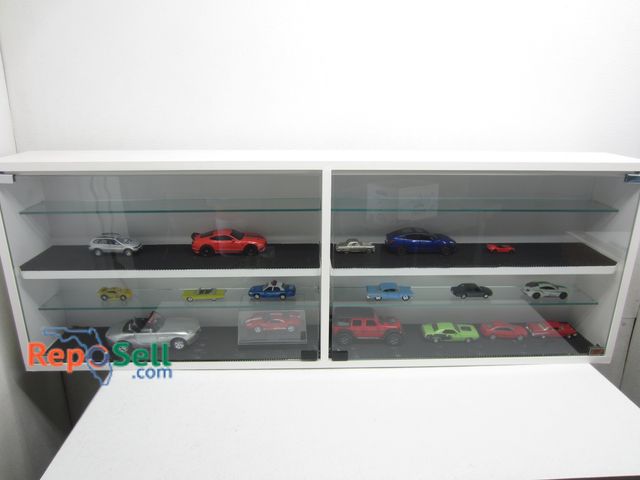 Lot 31-9517 - Large Wood &amp; Glass Display Case with (17) Cars - 59" x 21 x 8