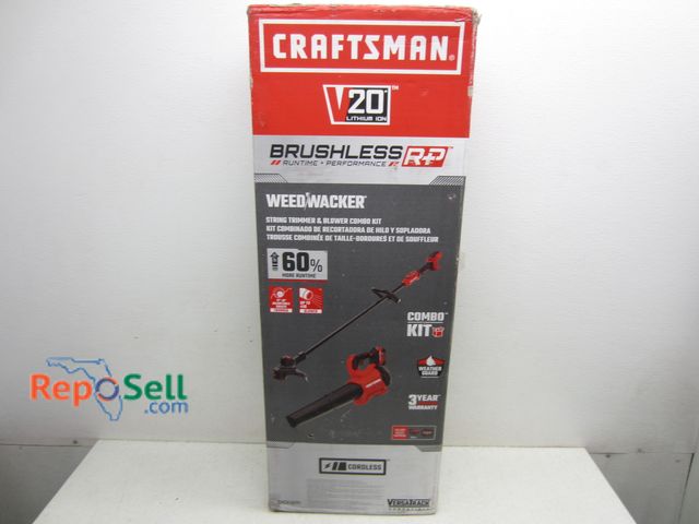 Lot 31-6228 - Craftsman String Trimmer and Blower Combo Kit; 20v Lithium Ion; Model CMCK497P1, New in Box