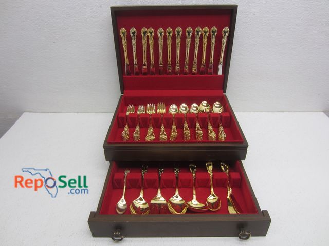 Lot 31-8327 - Home Concepts Stainless Steel Silverware Set &amp; Serving Utensils in Wooden Box/ Serves (12) - Jap...