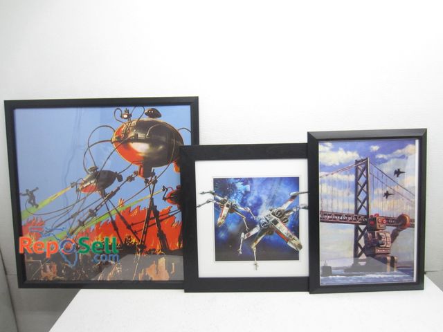 Lot 31-1302 - (3) Framed Art; Star Wars 3D, War of the Worlds, Etc. Largest is 25.5"x25.5"