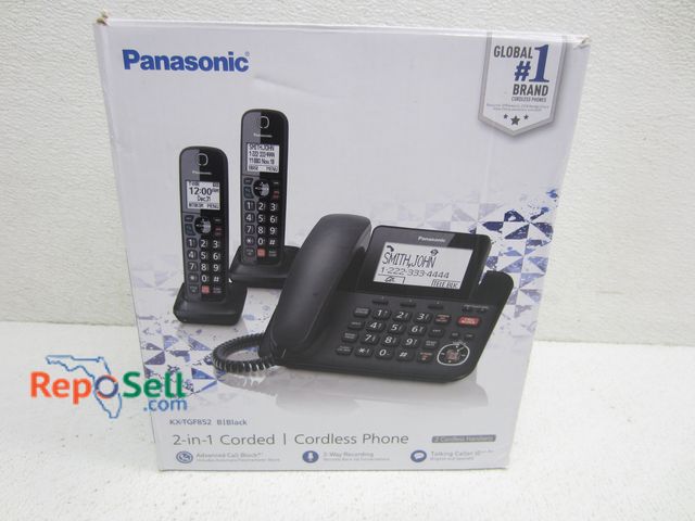 Lot 31-3223 - Panasonic 2-in-1 Corded/(2) Cordless Phones, #KX-TGF852