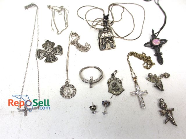 Lot 31-6037 - Lot of .925 Religious Jewelry - Ring Size 8 - 45g total