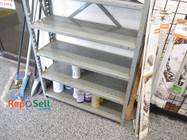 Lot 31-1329 - Heavy Duty Uline Metal Shelf With Cleaning Supplies 73" H By 12" By 36 " W. Cleaning Supplies Such A...