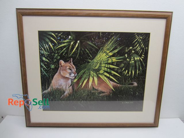 Lot 31-5140 - Framed Puma Art Piece by Wellington Ward