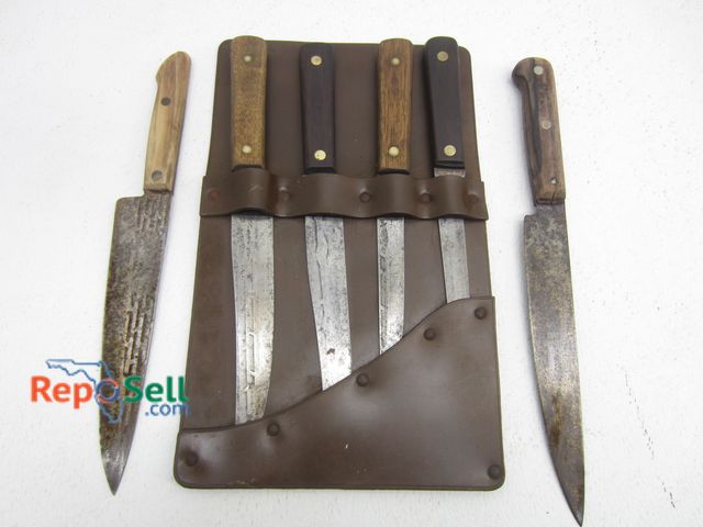 Lot 31-6550 - Vintage Wall-Mount Kitchen Knife Set, Old Hickory, Ontario "The Edge", Etc.