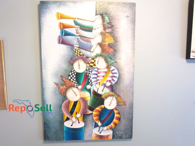 Lot 31-9001 - Signed Colorful Artwork Depicting Musicians, Measuring Approximately 36 X 24 Inches.