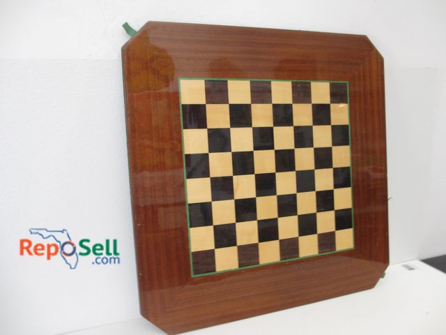 Lot 31-1072 - Large Lacquered Wood Chess / Checker Board; Felt Backing; 27" x 27"