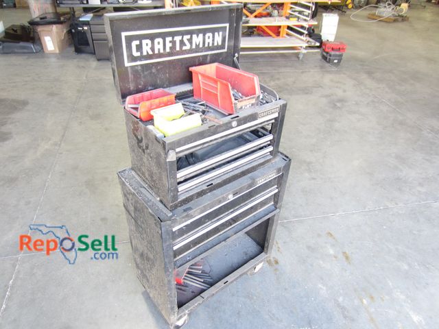 Lot 31-8203 - Craftsman Rolling Tool box with drill bits