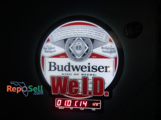 Lot 31-2034 - Budweiser "We ID" Light Up Clock &amp; Bud Light Seltzer Sign 4'L - BUYER MUST REMOVE/BRING TOOLS