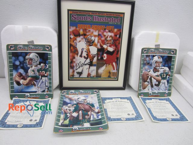 Lot 31-5212 - Dan Marino Collection: Signed Framed Print (No COA) &amp; (5) Collector Plates (w/COAs)