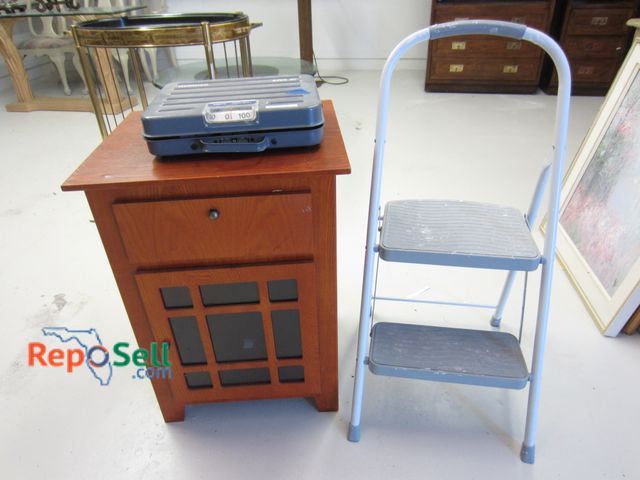 Lot 31-2110 - Step Stool, Scale and Side Table