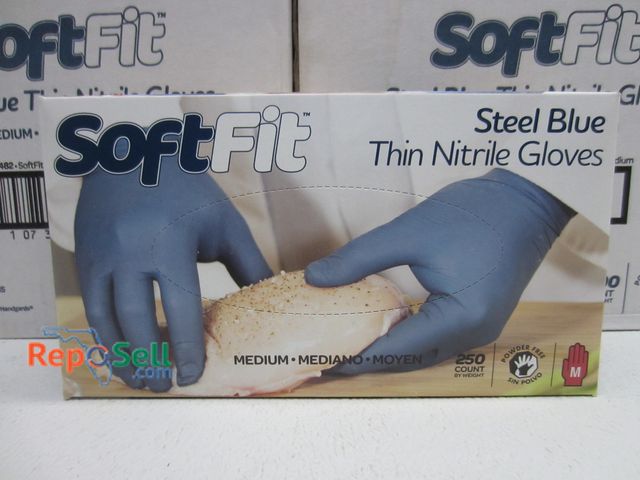 Lot 31-6458 - (4000 Total) 4 Cases of Steel Blue SoftFit Medium Nitrile Powder-free Gloves