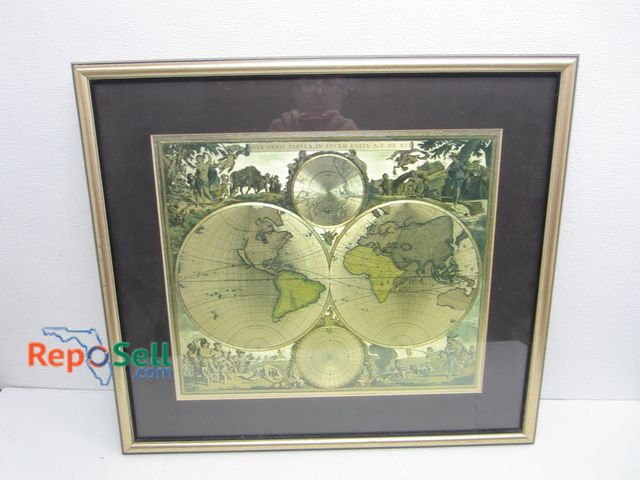 Lot 31-2166 - Framed World Map 26.5"x23.5"