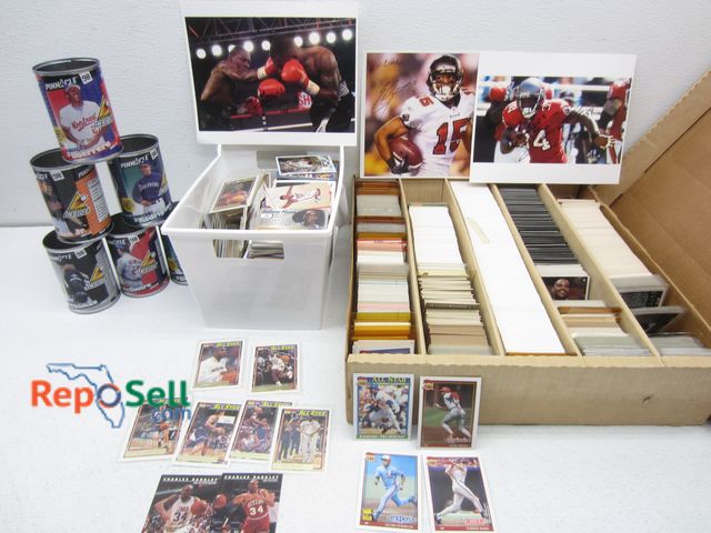Lot 31-6295 - (2) Boxes Vintage 80s/90s Sports Cards &amp; (6) Cans: Tim Hardaway, Ivan Rodriquez, etc. - Some Sig...