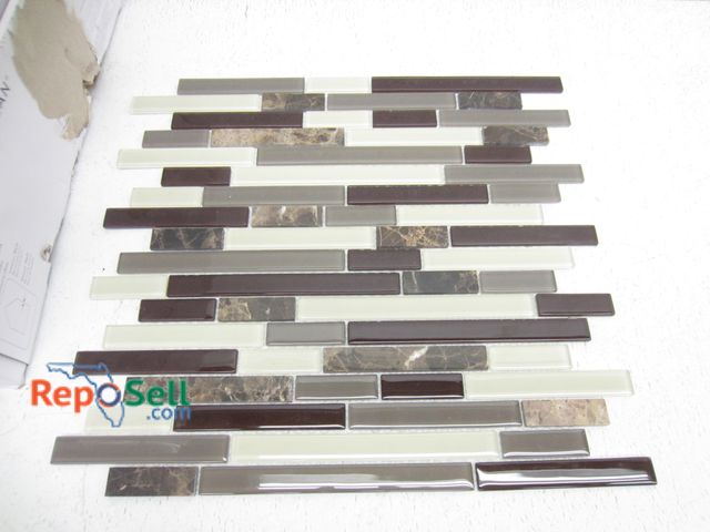 Lot 31-9266 - New (45) pcs American Olean Glass And Stone Mosiac Tiles 45 sq ft