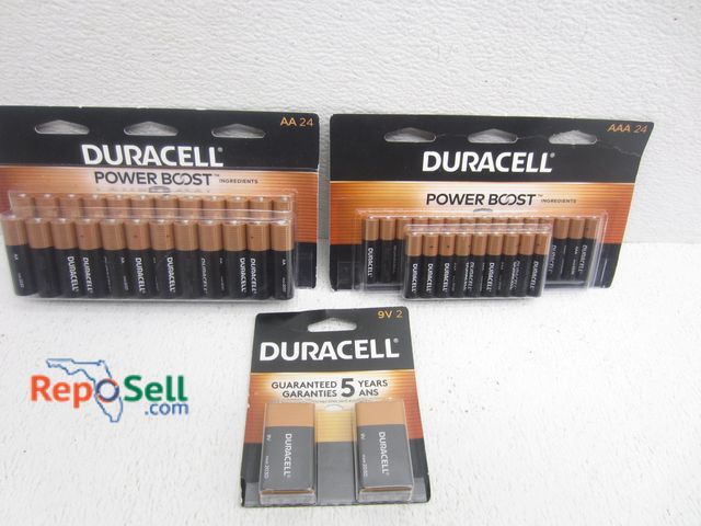 Lot 31-7132 - Duracell Batteries: (2) 9V, 2021, (24) AA, 2021, (24) AAA, 2021