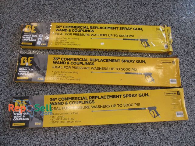 Lot 31-1176 - Three New BE 36-Inch Commercial Replacement Pressure Washer Wands With Couplings. Designed For Use W...