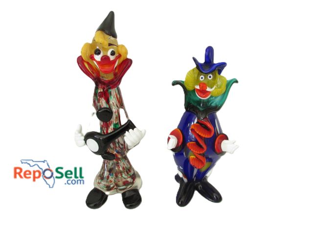 Lot 31-3174 - (2) Blown Glass Clown Figures