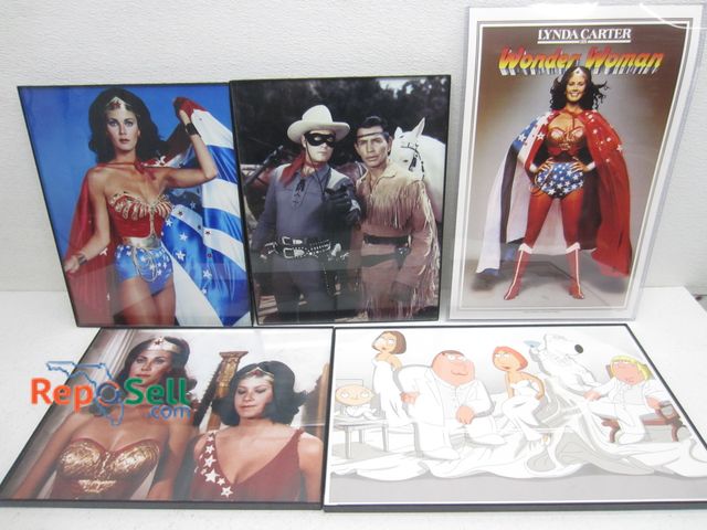 Lot 31-1271 - (4) Framed TV Show Posters &amp; (1) Poster (3) Wonder Woman, Lone Ranger &amp; Family Guy - Largest...