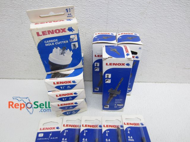 Lot 31-2066 - (5) Lenox Carbide Hole Cutter 7/8 to 1 3.8, (3) Lenox Hole Saw Arbor Fits 1 1/4 to 6" Hole Saws &amp...