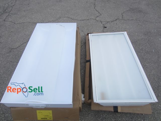 Lot 31-8520 - (3) Recessed Florescent Metal Ceiling Panels, Appear New, (2) Styles, 48"x25"x4" And 48"x23.5"x5