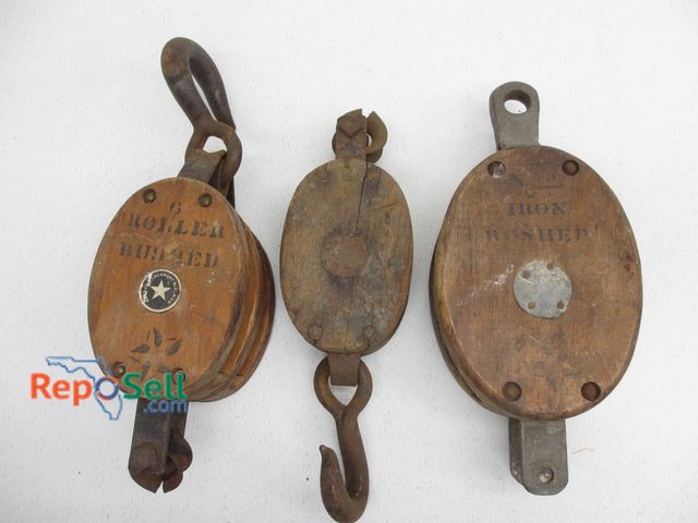 Lot 31-8074 - (3) Wooden Pullies