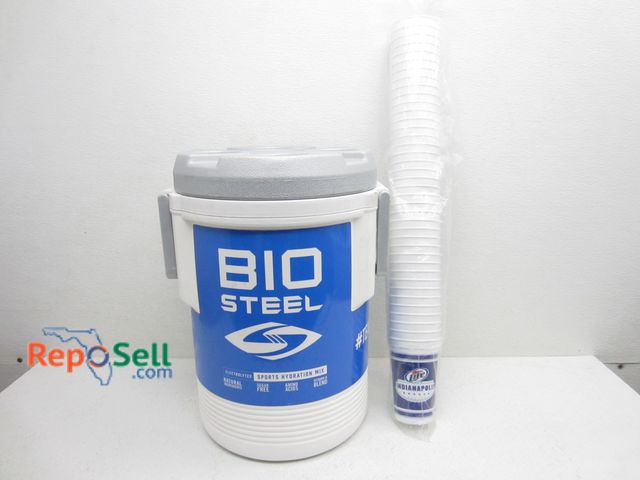 Lot 31-9472 - New Biosteel Beverage Dispenser With Indy 500 Cups