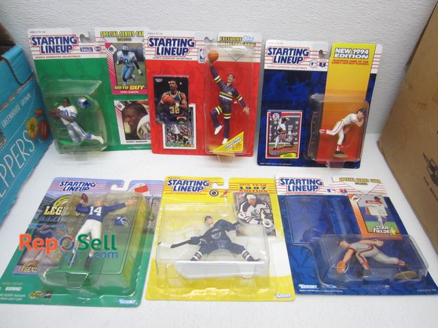 Lot 31-6392 - Approx (70) Starting Line Up Figures 1990's: Cal Ripken Jr., Barry Sanders, Jason Arnott, Roger Clem...