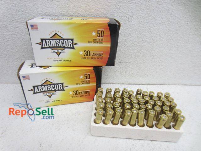 Lot 31-7173 - (100) Rnds Armscor 30 Carbine FMJ Ammo