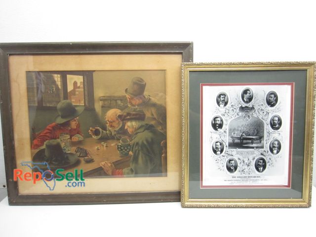 Lot 31-9523 - (2) Framed Art: Billiard Monarchs Print, Dice Game 26" x 22